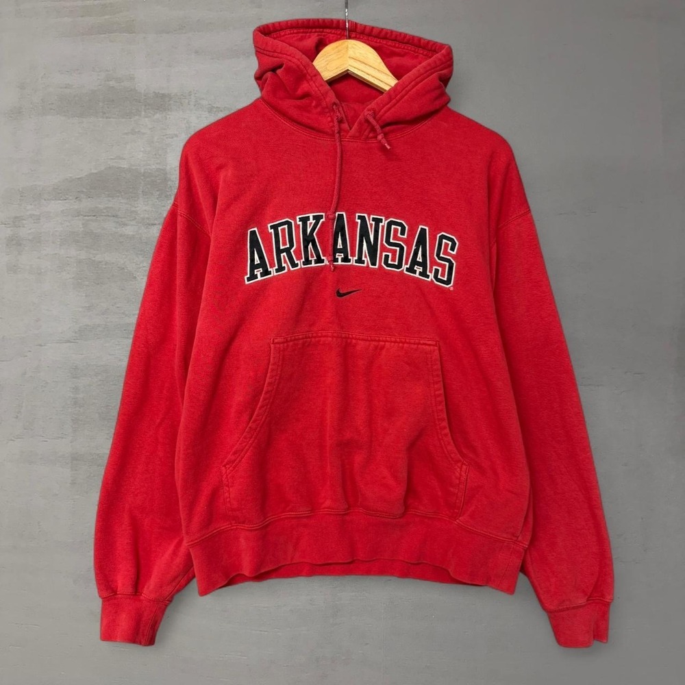 Vintage Nike Hoodie Arkansas Red Pullover Center Swoosh‎ 90s Medium
